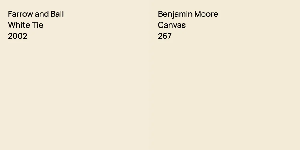 Farrow and Ball White Tie vs. Benjamin Moore Canvas