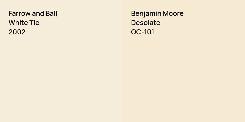 Farrow and Ball White Tie vs. Benjamin Moore Desolate