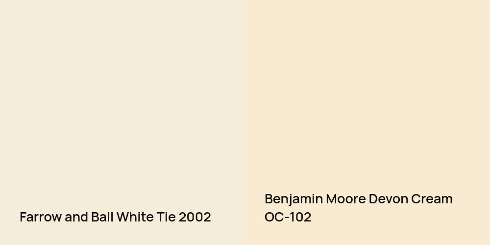 Farrow and Ball White Tie vs. Benjamin Moore Devon Cream