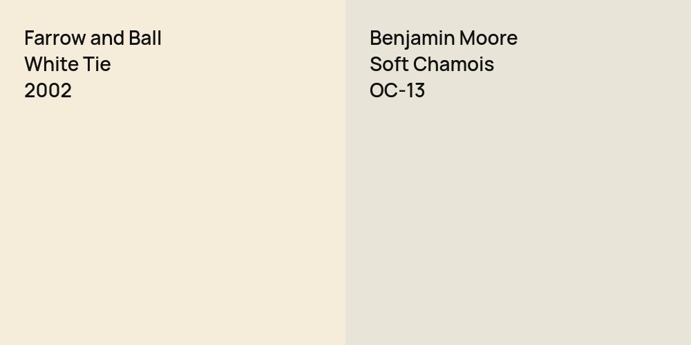 Farrow and Ball White Tie vs. Benjamin Moore Soft Chamois