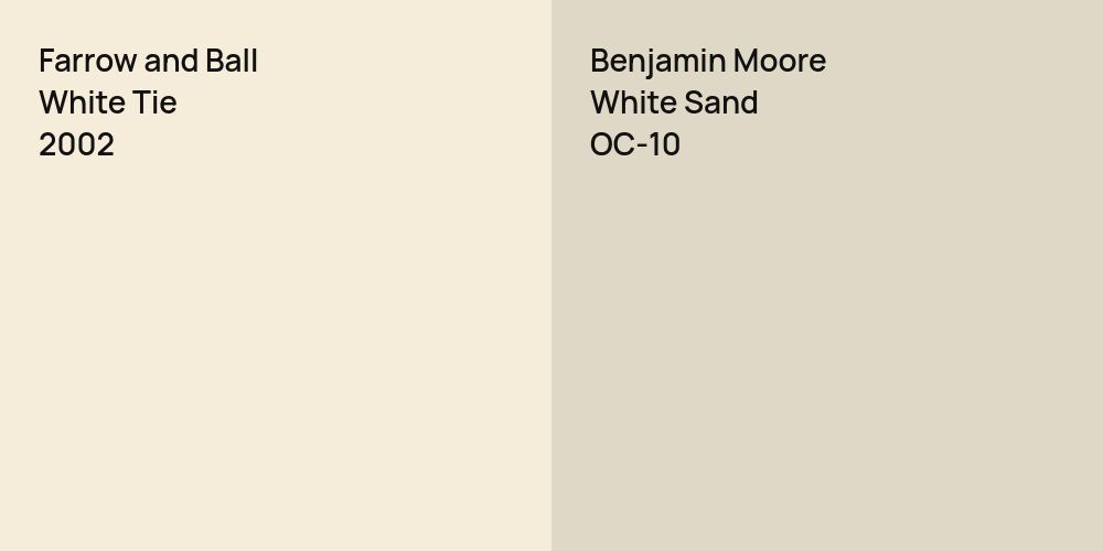 Farrow and Ball White Tie vs. Benjamin Moore White Sand