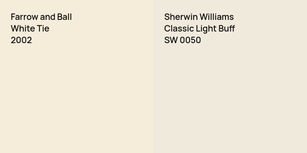 Farrow and Ball White Tie vs. Sherwin Williams Classic Light Buff