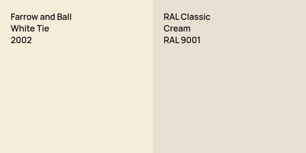 Farrow and Ball White Tie vs. RAL Classic  Cream