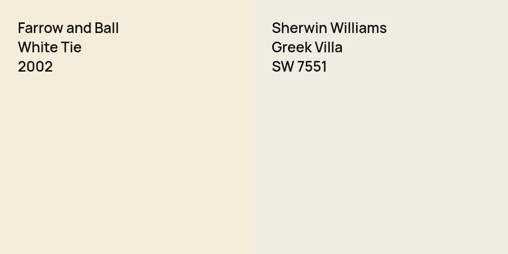 Farrow and Ball White Tie vs. Sherwin Williams Greek Villa