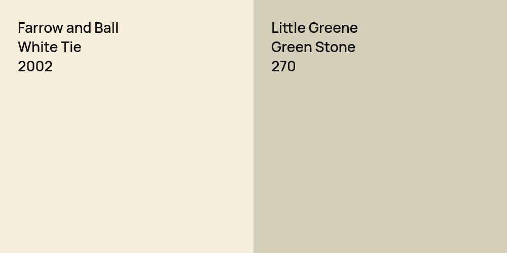 Farrow and Ball White Tie vs. Little Greene Green Stone