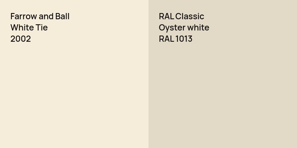 Farrow and Ball White Tie vs. RAL Classic  Oyster white