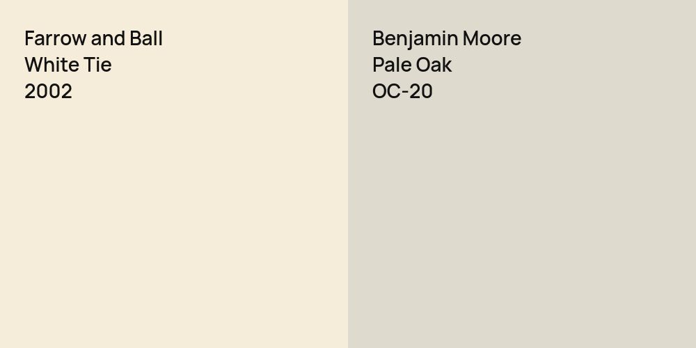 Farrow and Ball White Tie vs. Benjamin Moore Pale Oak