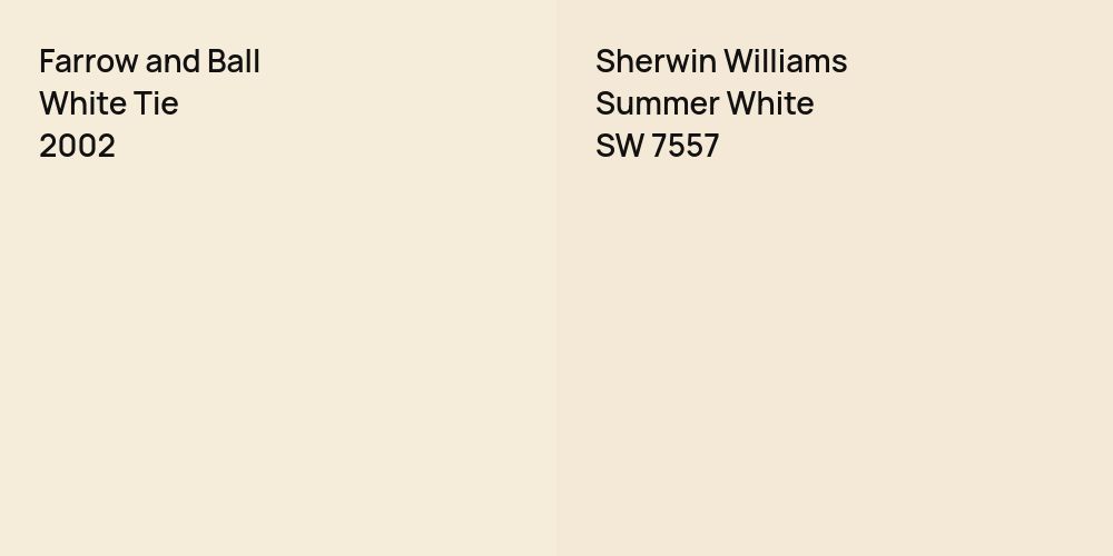 Farrow and Ball White Tie vs. Sherwin Williams Summer White