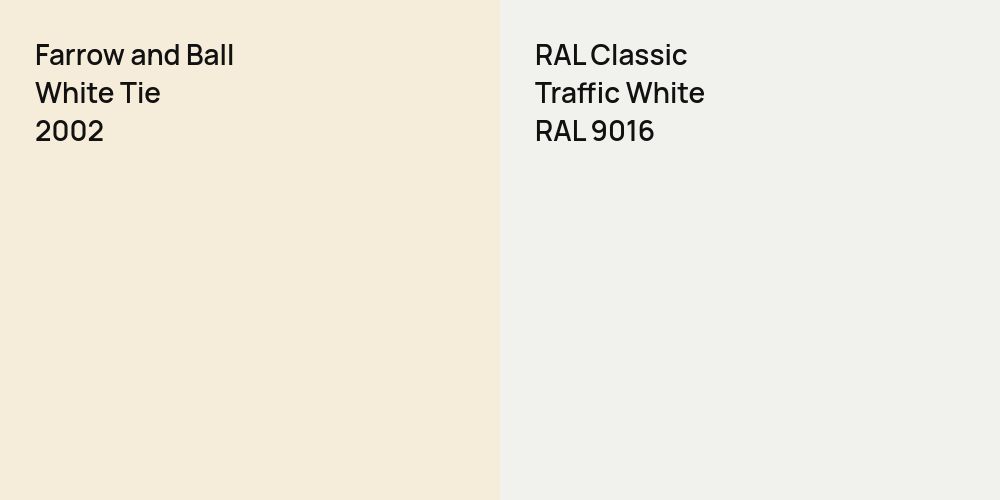 Farrow and Ball White Tie vs. RAL Classic Traffic White