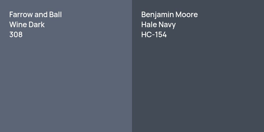 Farrow and Ball Wine Dark vs. Benjamin Moore Hale Navy