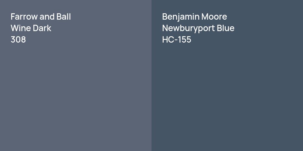 Farrow and Ball Wine Dark vs. Benjamin Moore Newburyport Blue