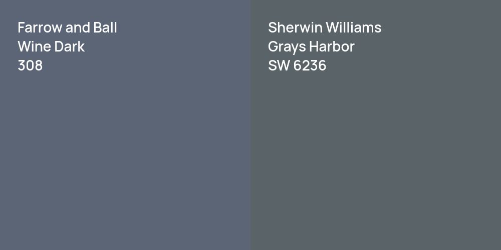 Farrow and Ball Wine Dark vs. Sherwin Williams Grays Harbor