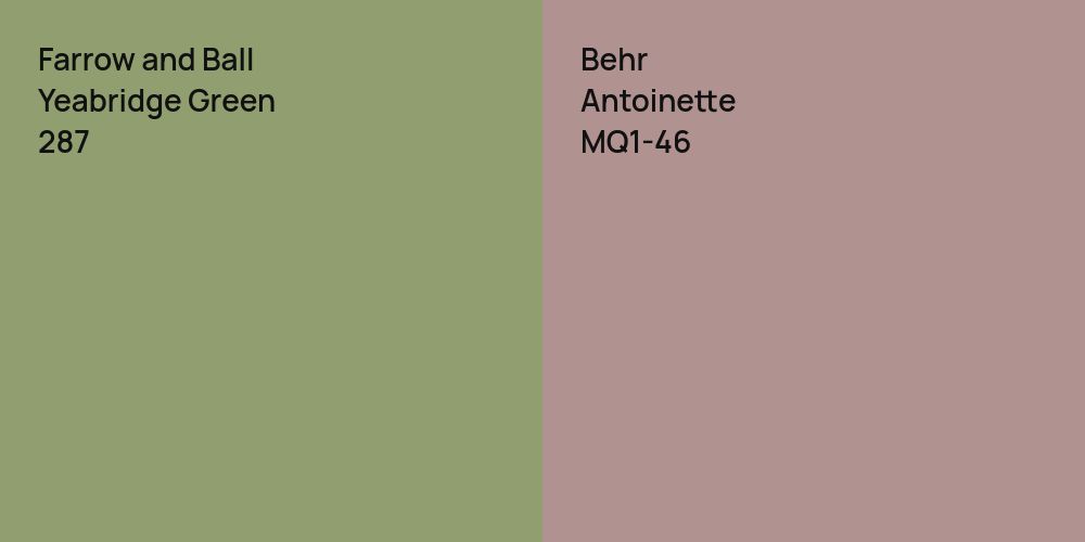 Farrow and Ball Yeabridge Green vs. Behr Antoinette