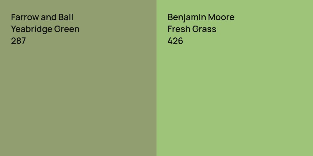 Farrow and Ball Yeabridge Green vs. Benjamin Moore Fresh Grass