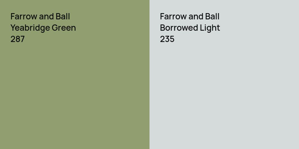 Farrow and Ball Yeabridge Green vs. Farrow and Ball Borrowed Light