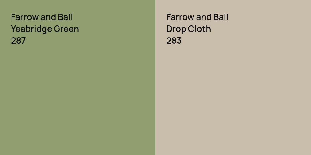 Farrow and Ball Yeabridge Green vs. Farrow and Ball Drop Cloth