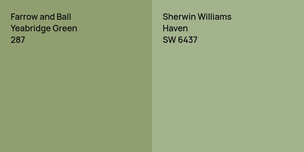 Farrow and Ball Yeabridge Green vs. Sherwin Williams Haven