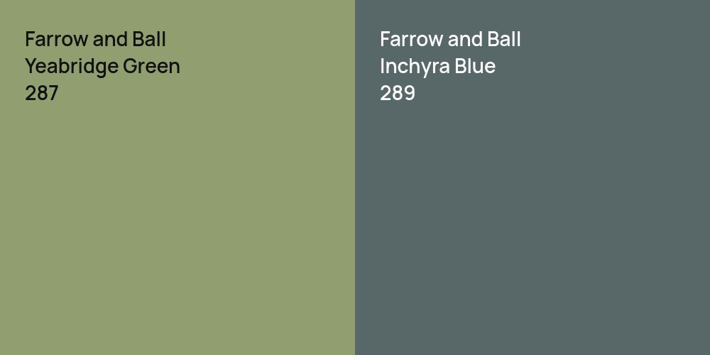 Farrow and Ball Yeabridge Green vs. Farrow and Ball Inchyra Blue