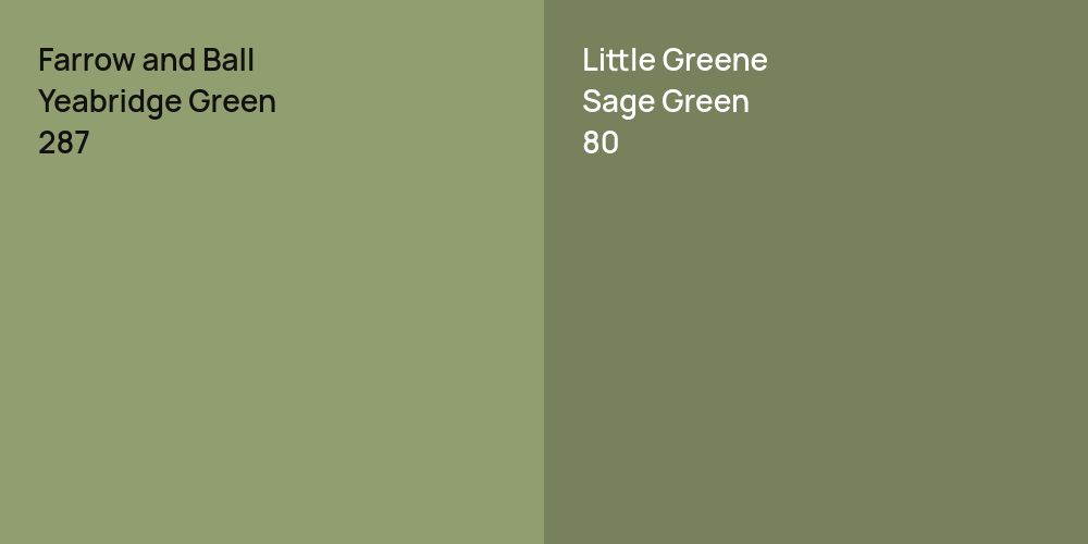 Farrow and Ball Yeabridge Green vs. Little Greene Sage Green