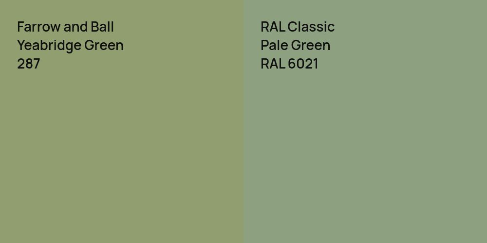 Farrow and Ball Yeabridge Green vs. RAL Classic Pale Green