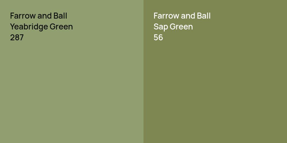 Farrow and Ball Yeabridge Green vs. Farrow and Ball Sap Green