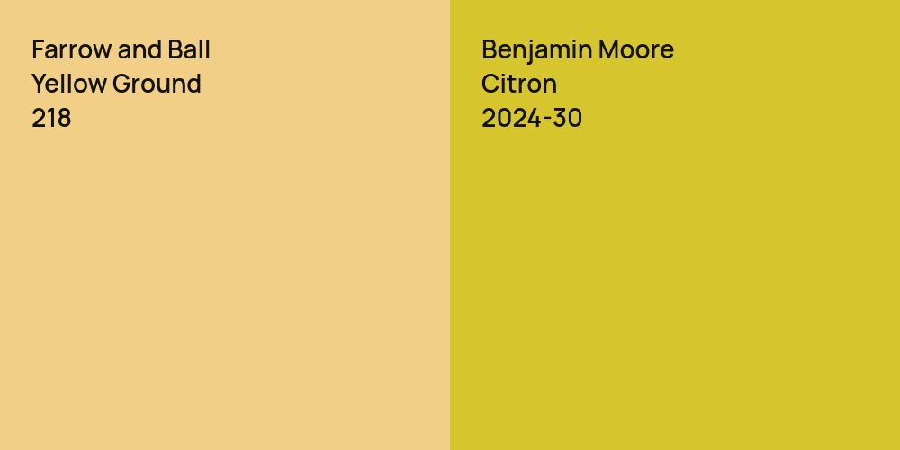 Farrow and Ball Yellow Ground vs. Benjamin Moore Citron