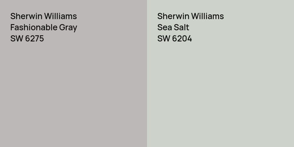 Sherwin Williams Fashionable Gray vs. Sherwin Williams Sea Salt