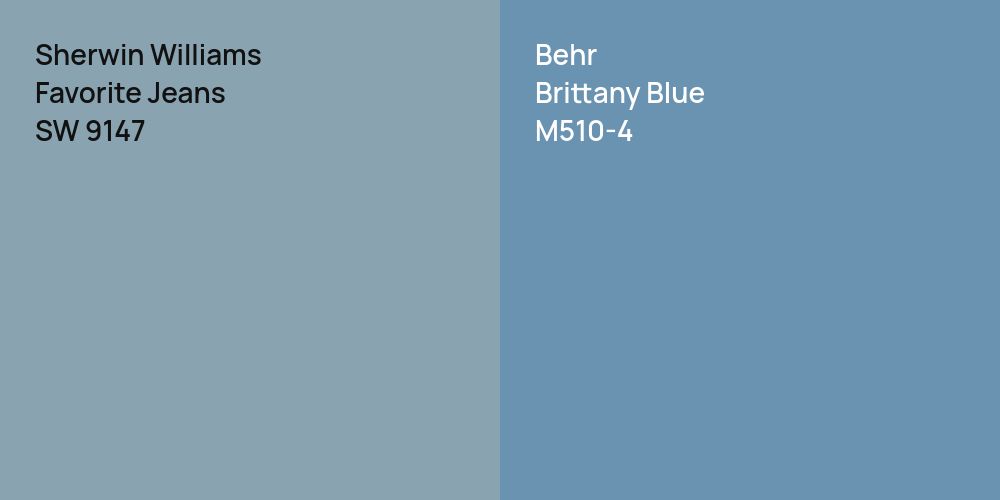 Sherwin Williams Favorite Jeans vs. Behr Brittany Blue