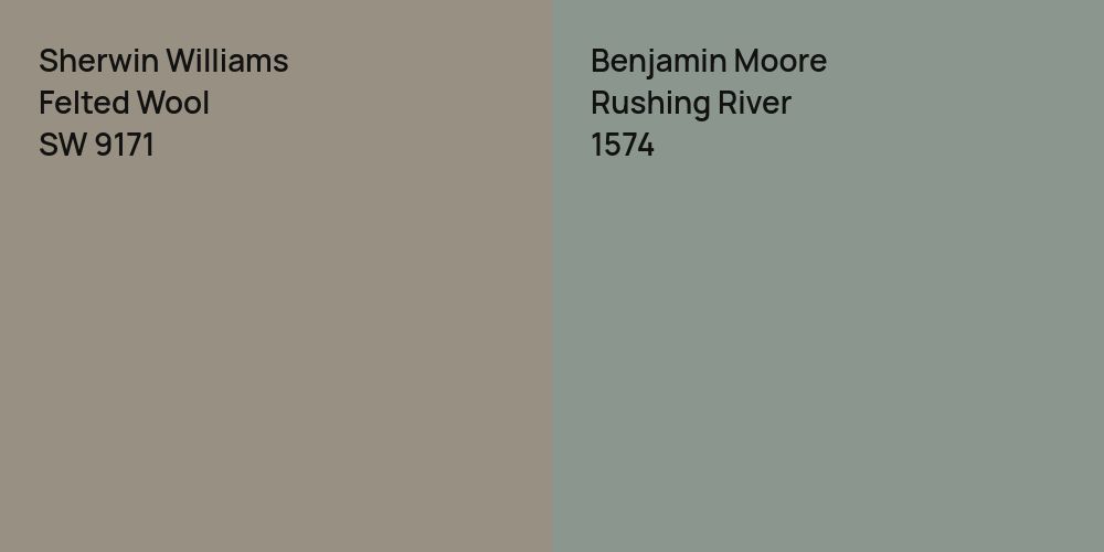 Sherwin Williams Felted Wool vs. Benjamin Moore Rushing River