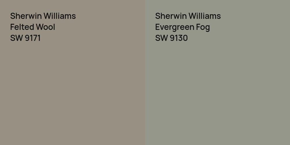 Sherwin Williams Felted Wool vs. Sherwin Williams Evergreen Fog