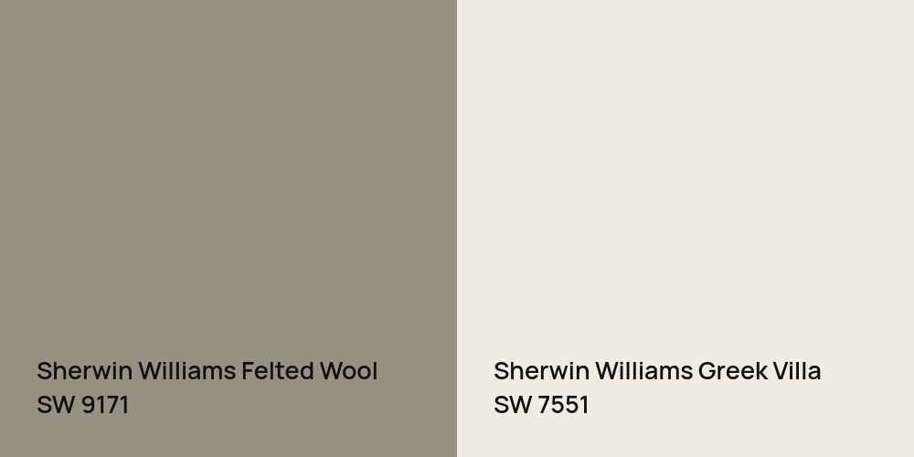 Sherwin Williams Felted Wool vs. Sherwin Williams Greek Villa