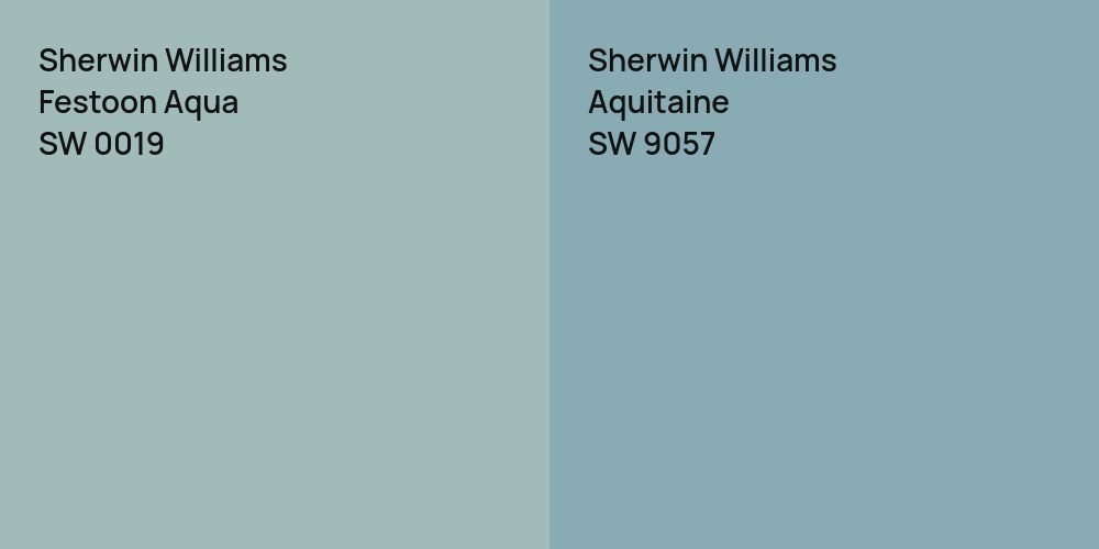 Sherwin Williams Festoon Aqua vs. Sherwin Williams Aquitaine