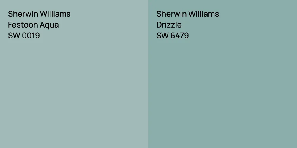 Sherwin Williams Festoon Aqua vs. Sherwin Williams Drizzle