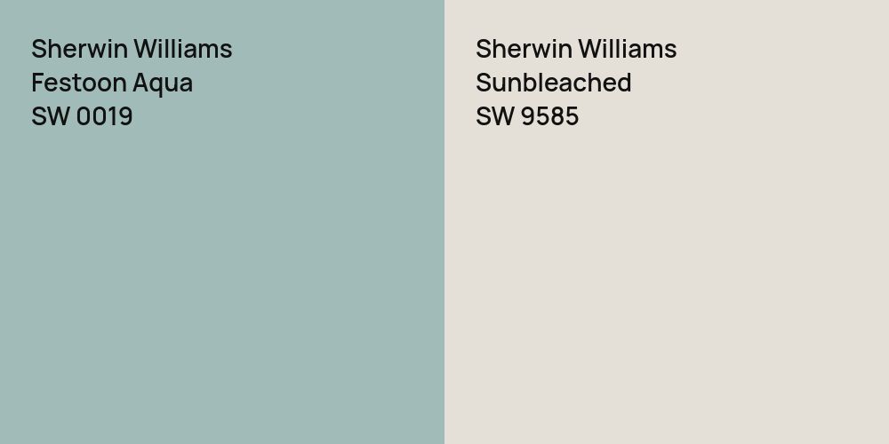 Sherwin Williams Festoon Aqua vs. Sherwin Williams Sunbleached