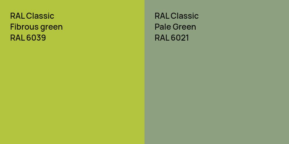 RAL Classic  Fibrous green vs. RAL Classic Pale Green