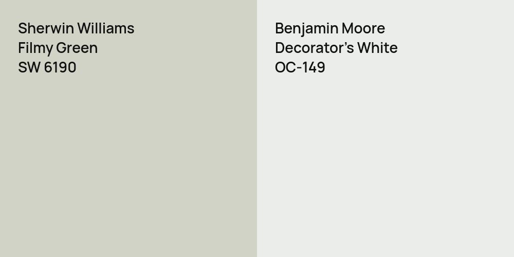 Sherwin Williams Filmy Green vs. Benjamin Moore Decorator's White