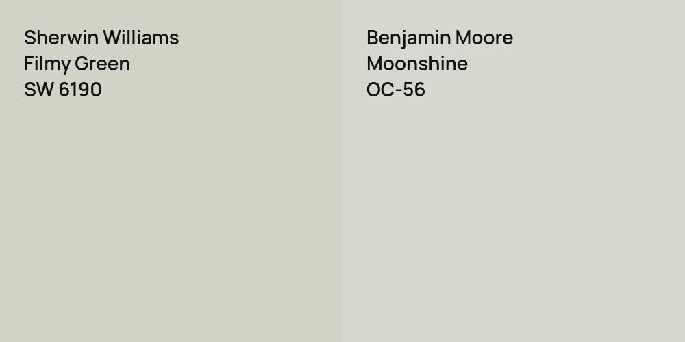 Sherwin Williams Filmy Green vs. Benjamin Moore Moonshine