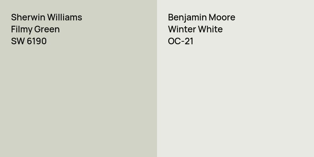 Sherwin Williams Filmy Green vs. Benjamin Moore Winter White