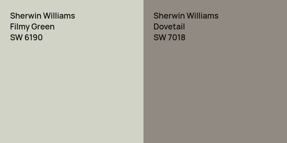 Sherwin Williams Filmy Green vs. Sherwin Williams Dovetail