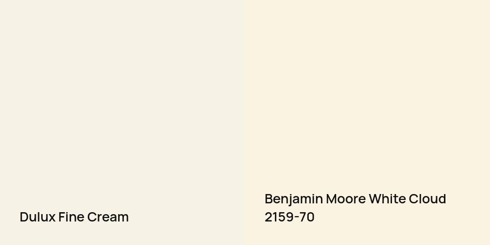 Dulux Fine Cream vs. Benjamin Moore White Cloud