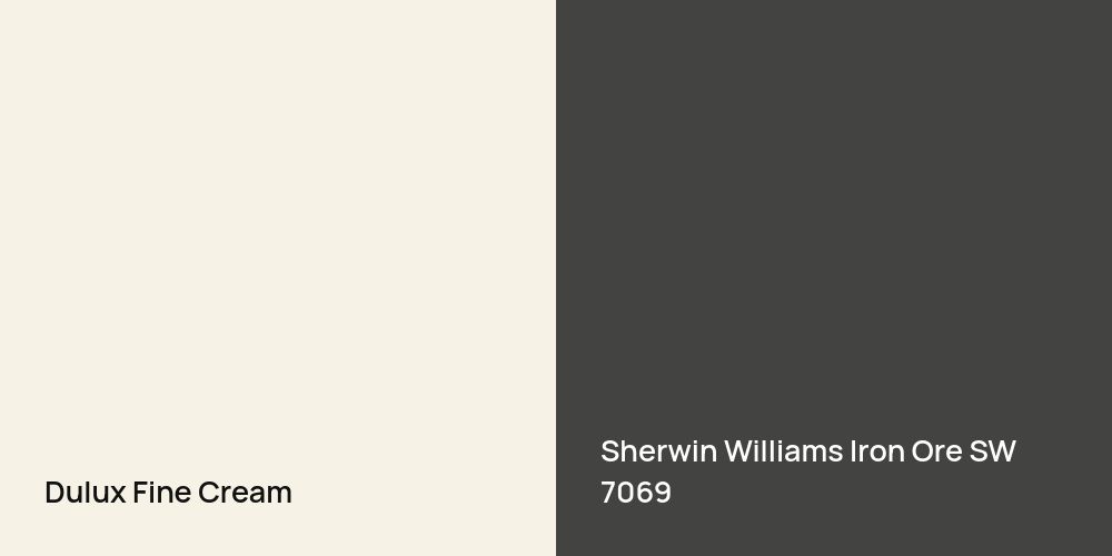 Dulux Fine Cream vs. Sherwin Williams Iron Ore