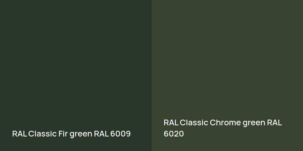 RAL Classic  Fir green vs. RAL Classic  Chrome green