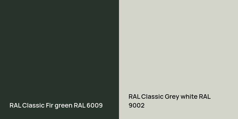 RAL Classic  Fir green vs. RAL Classic  Grey white