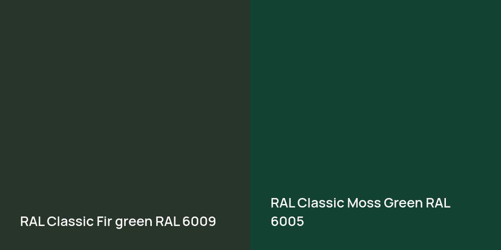 RAL Classic  Fir green vs. RAL Classic Moss Green