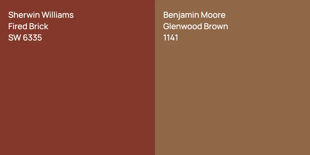 Sherwin Williams Fired Brick vs. Benjamin Moore Glenwood Brown