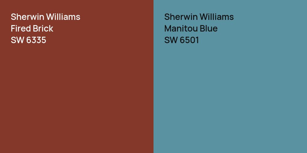 Sherwin Williams Fired Brick vs. Sherwin Williams Manitou Blue