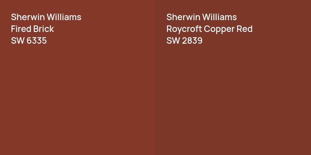 Sherwin Williams Fired Brick vs. Sherwin Williams Roycroft Copper Red