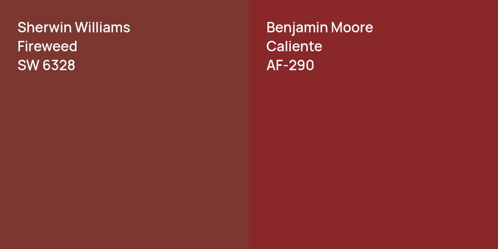 Sherwin Williams Fireweed vs. Benjamin Moore Caliente