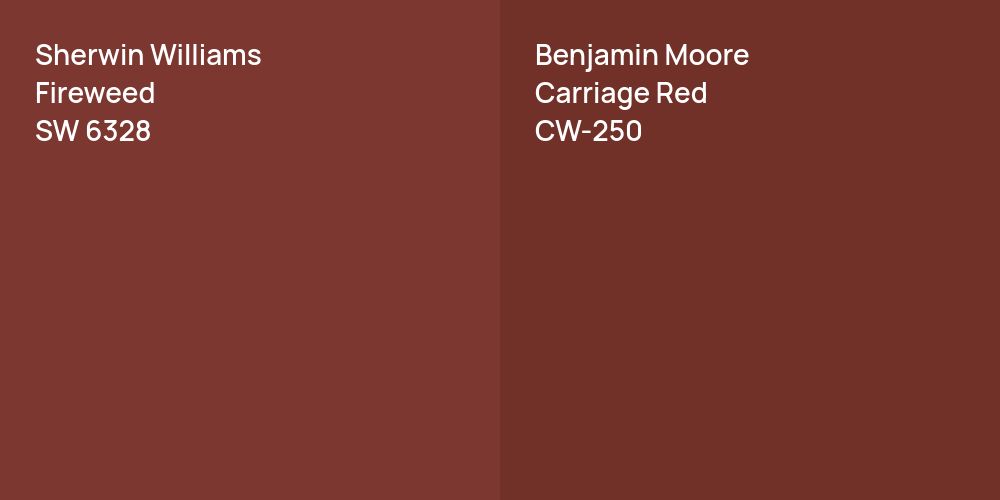 Sherwin Williams Fireweed vs. Benjamin Moore Carriage Red