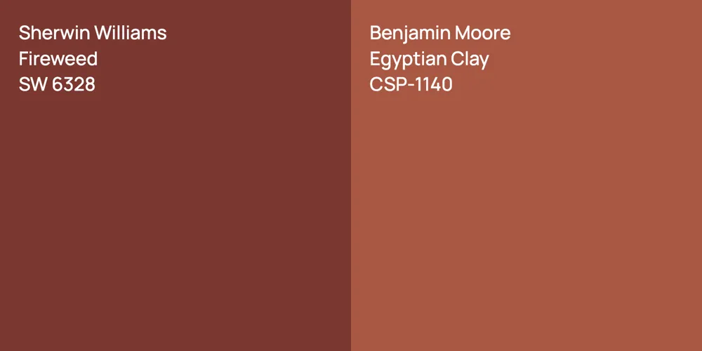 Sherwin Williams Fireweed vs. Benjamin Moore Egyptian Clay